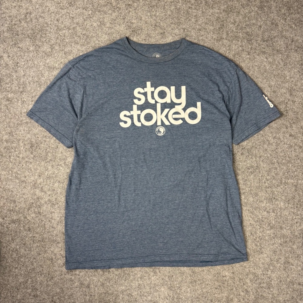 T&C Surf Designs Hawaii Stay Stoked Blue Heather Graphic T-Shirt Mens XL